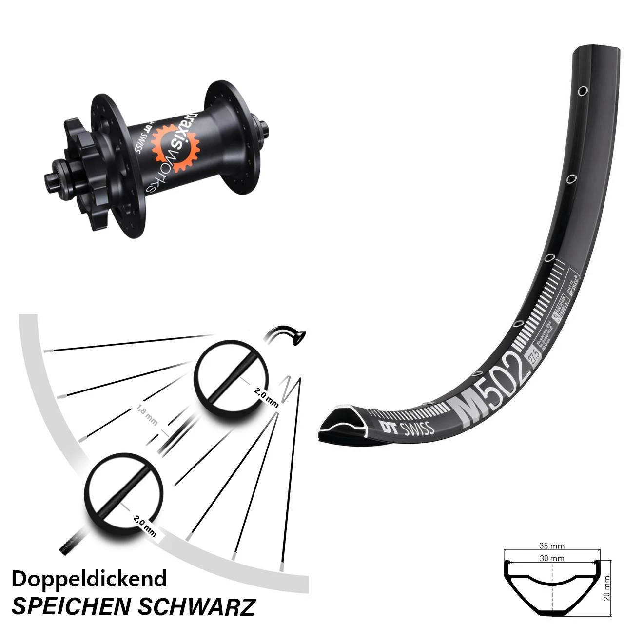 Dt-swiss Vorderrad 29 Zoll DT Swiss M 502 Und 350 QR