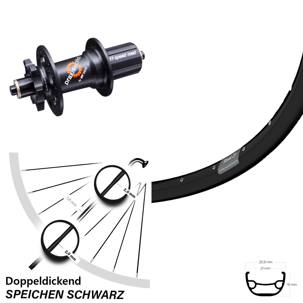 DT Swiss 350 SL QR 11-fach Ryde Rival 21 Hinteres Rad 27,5 Zoll Für 6-Loch