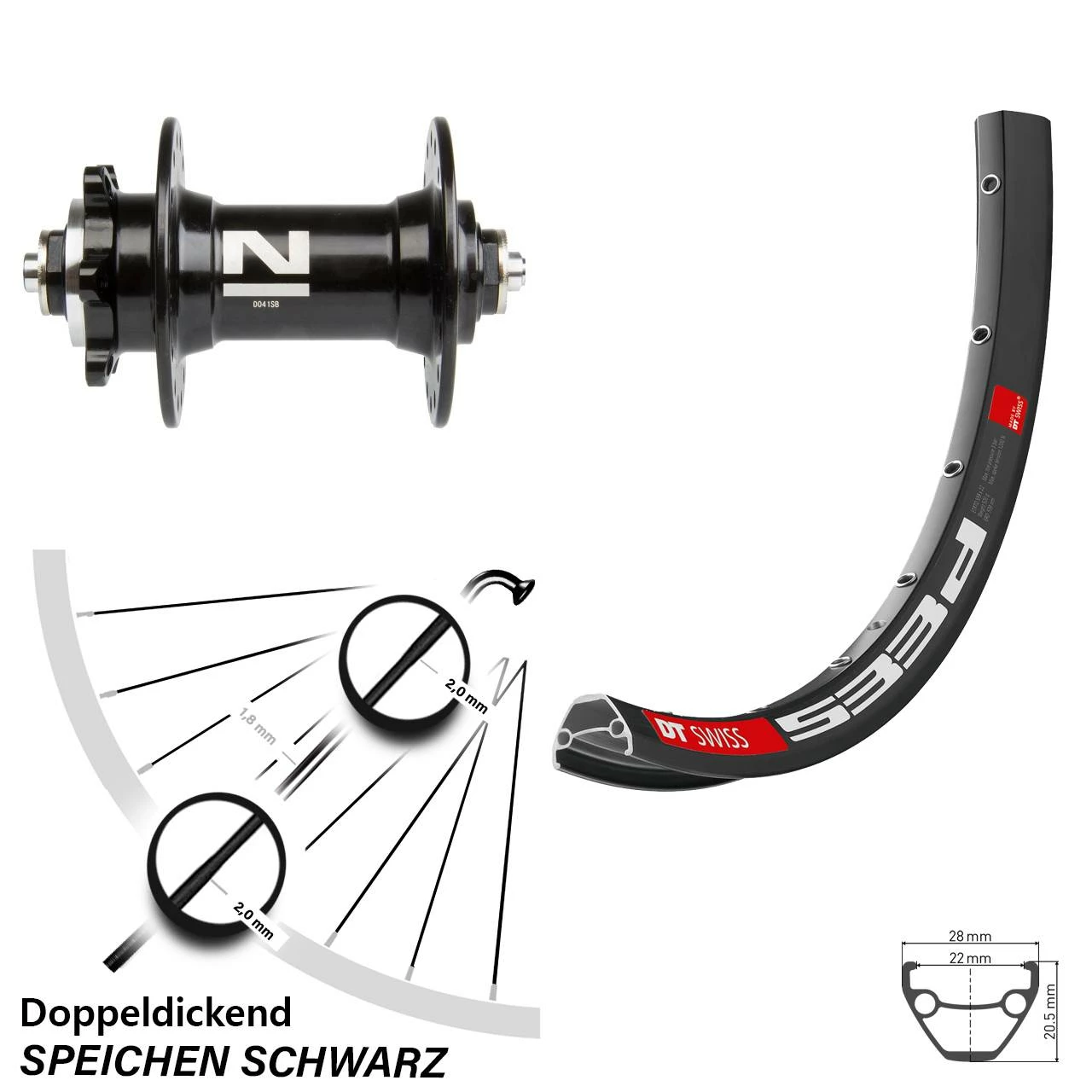 Dt-swiss Vorderrad 27,5 Zoll DT Swiss 533D Disc 6-loch Schnellspanner Novatec D041SB