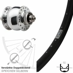 SON 28 Centerlock Ryde Andra 30 Disc Vorderrad 28-29 Zoll Silbern Poliert