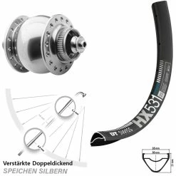 Dt-swiss 27,5 Zoll Vorderrad Mit Nabendynamo SON 28 Disc Centerlock DT Swiss HX 531