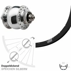 29 Zoll Vorderrad Ryde Rival 23 Disc SON Delux Silbern Poliert
