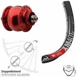 Dt-swiss DT Swiss XM 401 DB SON 28 Disc Centerlock Hohlachse Rot Eloxiert Vorderrad 29 Zoll