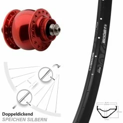 Ryde Edge M30 OS Vorderrad Dynamo SON 28 Disc Centerlock Rot Eloxiert