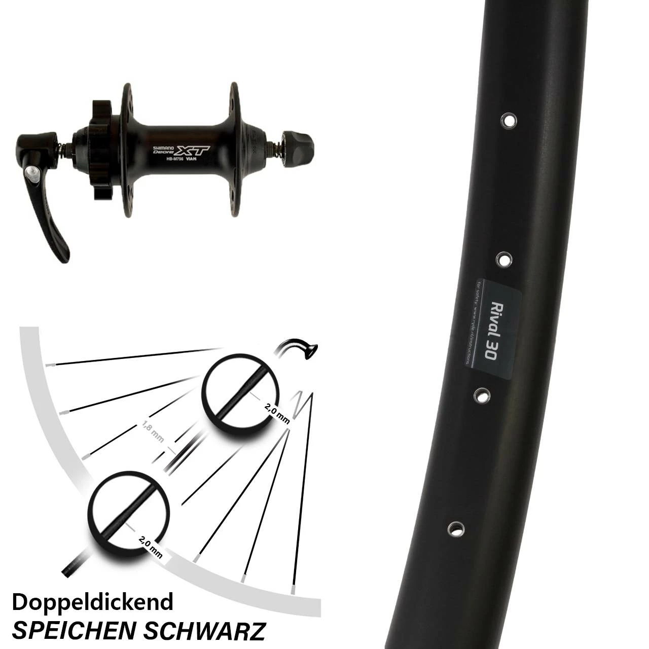 Ryde Rival 30 Vorderrad 29 Zoll Schnellspanner 6-loch Shimano HB-M756