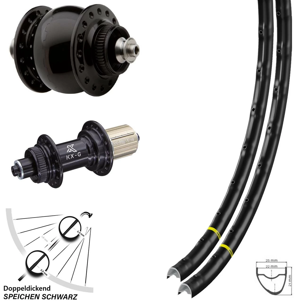 Laufradsatz Mavic A 1022 Nabe KX-G Road 11-fach 100/135 Mm Centerlock Dynamo SON 28 Zoll