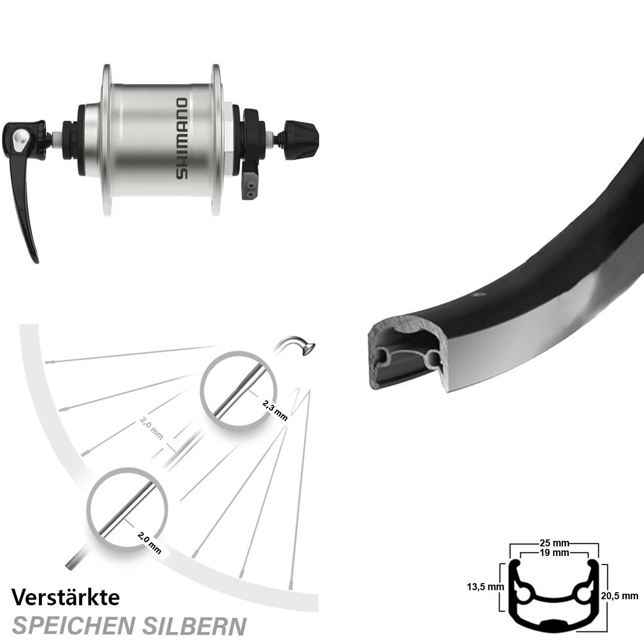 Vorderes Rad Mit Nabendynamo Shimano DH-T4000 Ryde Andra 30 26 Zoll