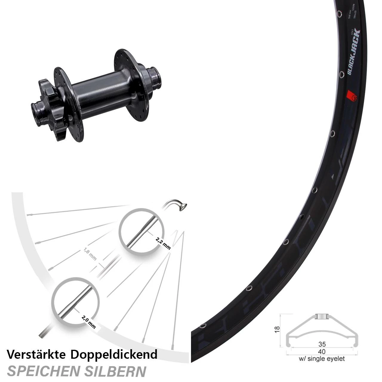 27,5+ Zoll Vorderrad Aivee MP2 6-Loch Boost Rodi Ready 35 Steckachse 15x110 Mm