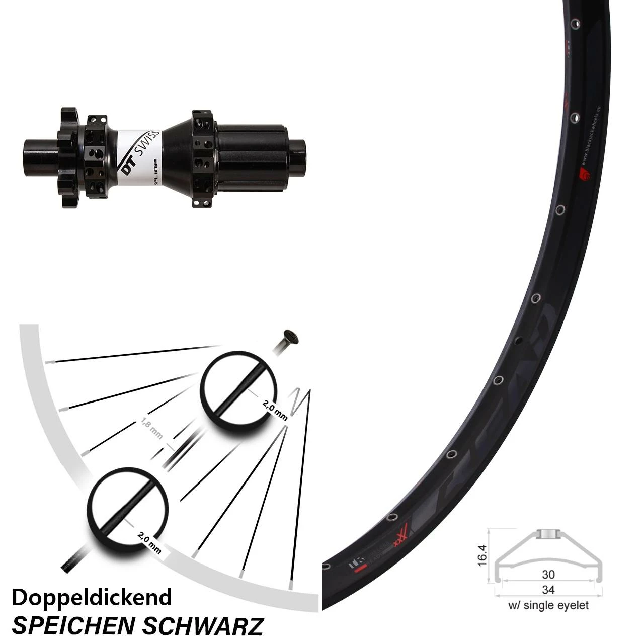 27,5 Zoll Rodi Ready 30 Hinterrad DT Swiss X1900 Disc 6-Loch 12/142 Mm Straightpull