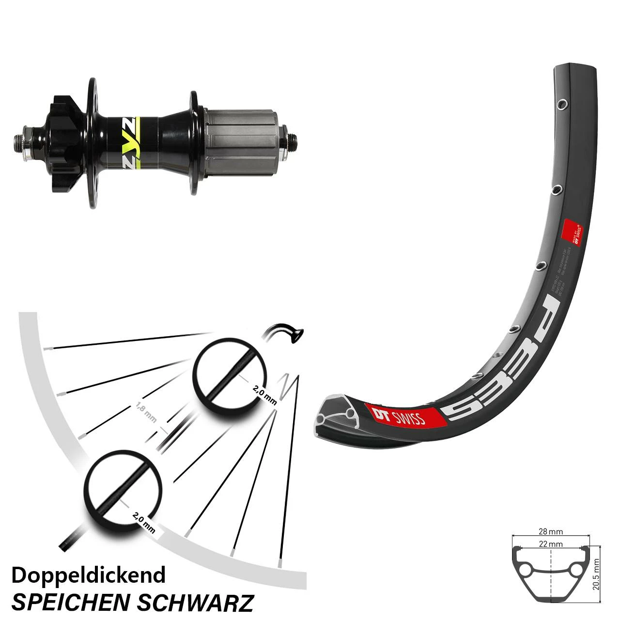 Dt-swiss 28-29 Zoll Hinterrad DT Swiss 533 D Mit Formula ZZYZX HR DC-38 Nabe 6-loch