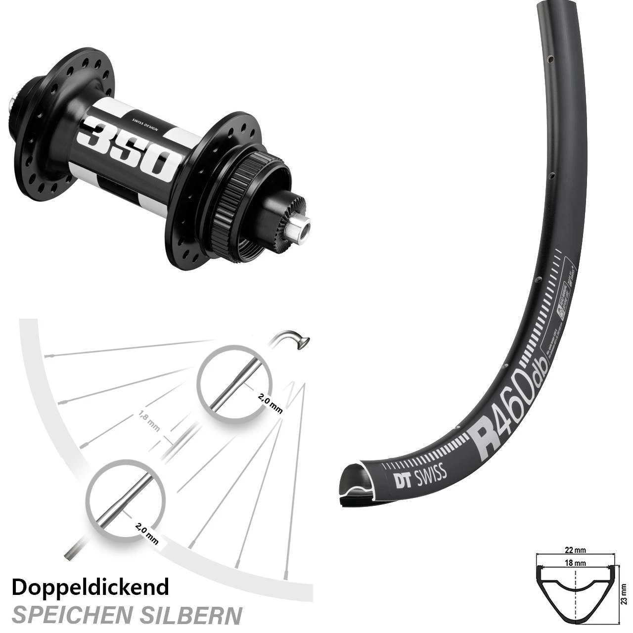 Dt-swiss DT Swiss R 460 DB 350 Centerlock Vorderrad 28 Zoll Für Schnellspanner