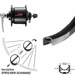 Shimano DH-C3000-3N Ryde Andra 30 Fahrrad-Laufrad 26 Zoll Schwarz