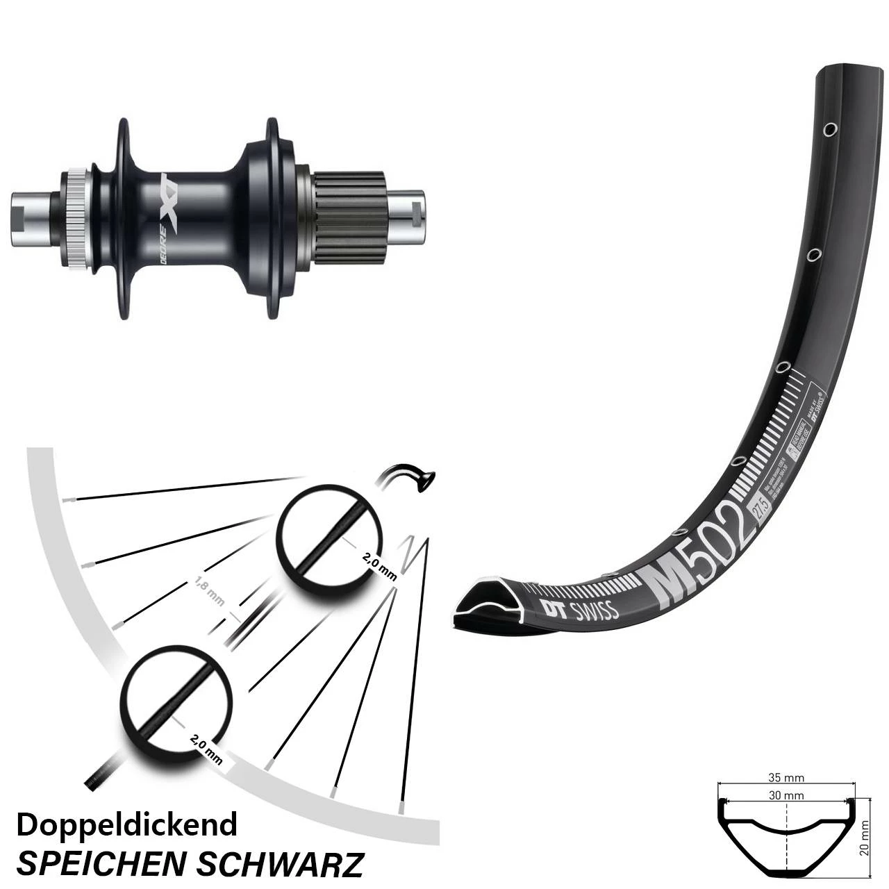 Dt-swiss Shimano Deore XT FH-M8110 Boost 12/148 Mm DT Swiss M 502 Hinterrad 29 Zoll Centerlock