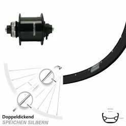 Vorderes Rad 28-29 Zoll Mit Nabendynamo Shimano DH-UR700 Ryde Rival 21-622