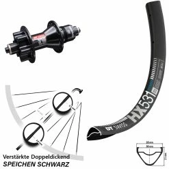 Dt-swiss 370 DT Swiss HX 531 Hinterrad 29 Zoll 6-Loch 5/135 Mm Shimano 11-fach
