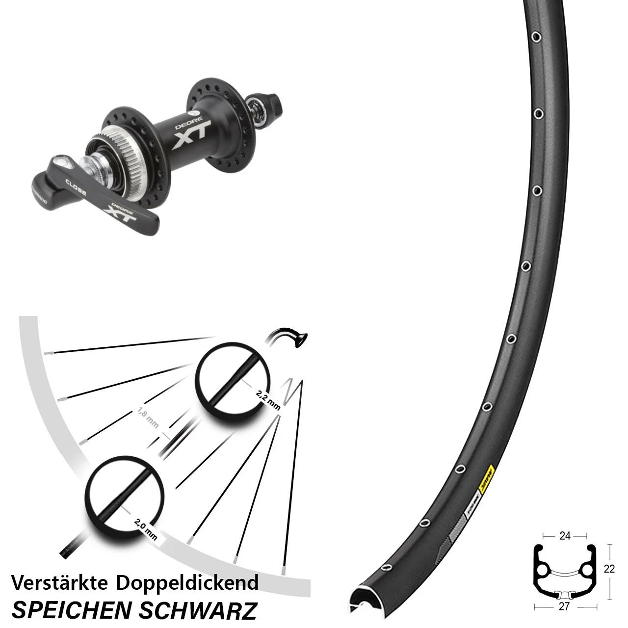 Shimano XT Mavic XM 824 Laufrad 27,5 Zoll Centerlock