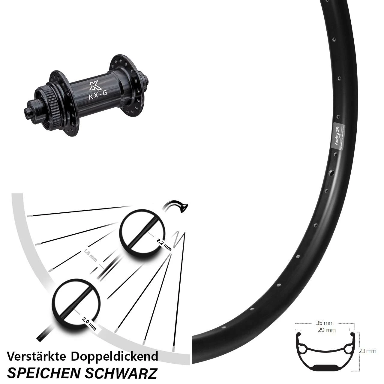 KX-G Ryde Andra 29 Vorderrad 27,5 Zoll Für Scheibenbremse