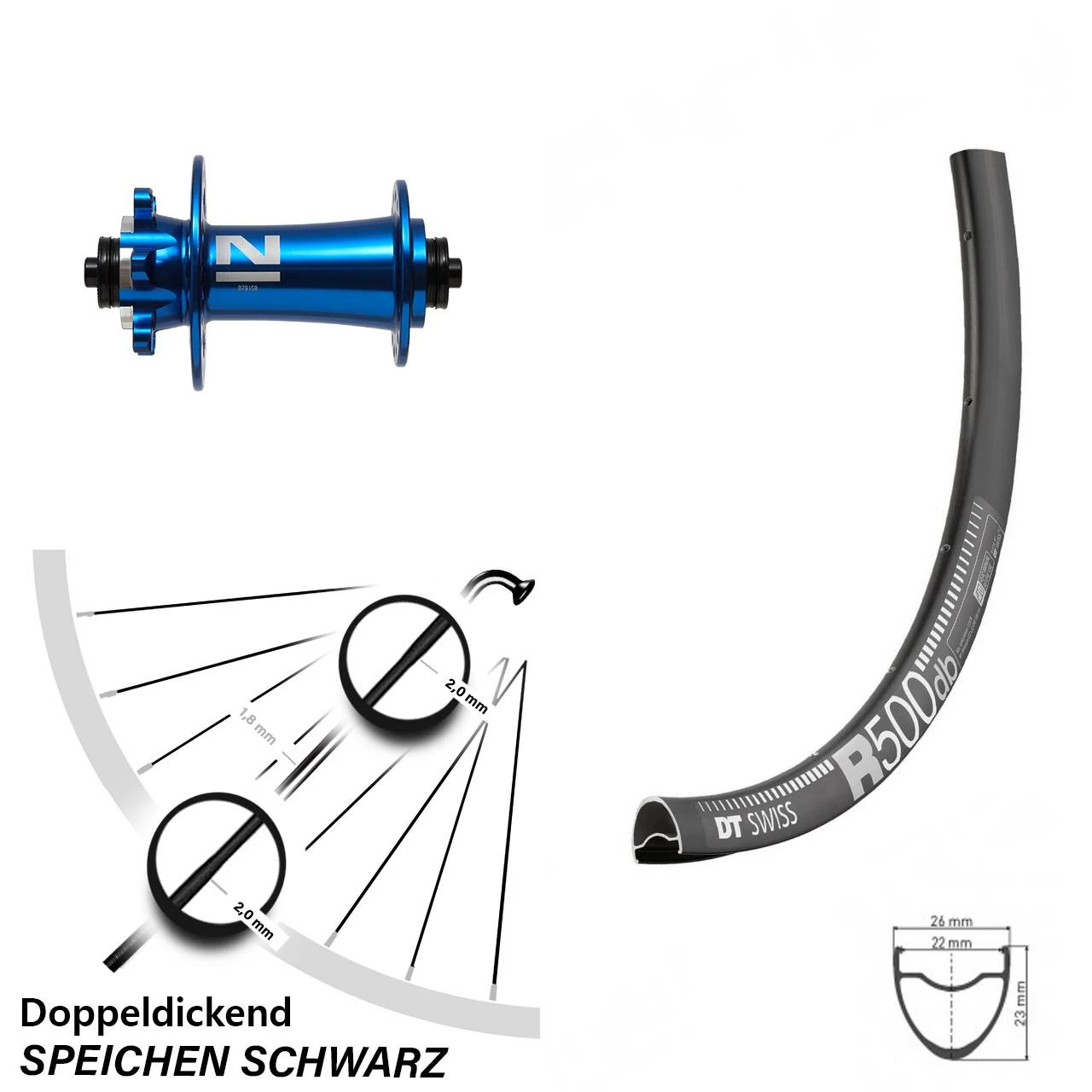 Dt-swiss DT Swiss R 500 Scheibenbrems-Vorderrad 27,5 Zoll Novatec D791SB Blau