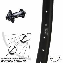 Verstärktes 27,5 Zoll Vorderrad Ryde Rival 35 Disc E-MTB KX-Boost 15x110 Nabe