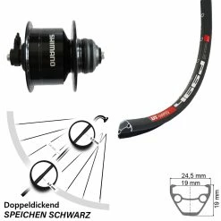 Dt-swiss Vorderes Rad Mit Nabendynamo Shimano DH-3D72 DT Swiss 466 27,5 Zoll