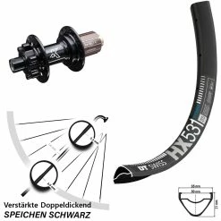 Dt-swiss 27,5 Zoll Hinterrad DT Swiss HX 531 Mit KX-M HR 6-loch Nabe Steckachse