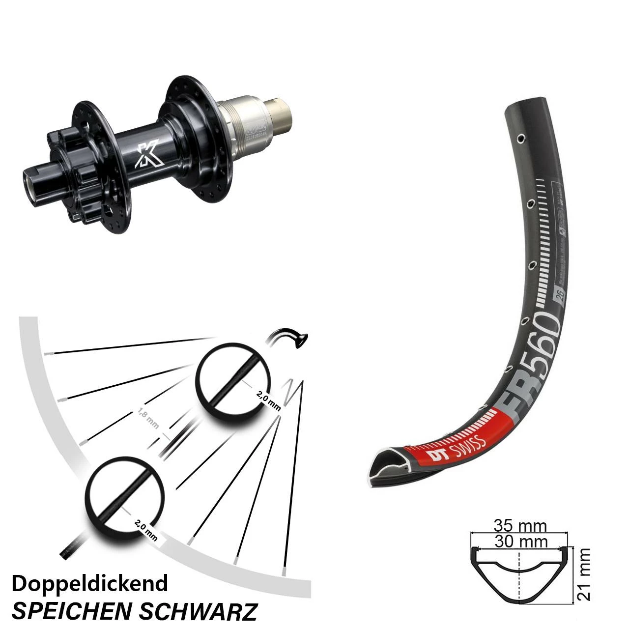 Dt-swiss 26 Zoll KX-M 6-loch DT Swiss FR 560 Hinterrad MTB Sram XD