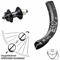 Dt-swiss DT Swiss E 512 Hinterrad 27,5 Zoll Mit KX-M 6-loch Nabe Sram XD MTB