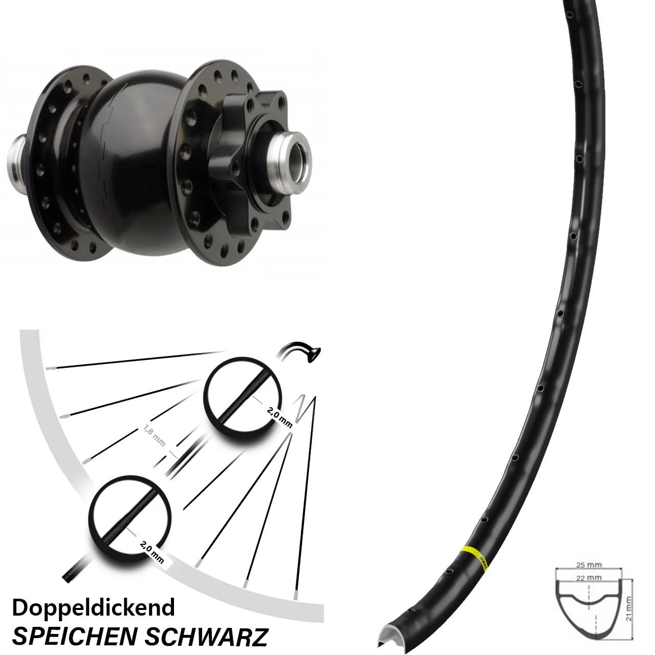 Vorderrad Mavic A 1022 SON 28-12 Boost 110 Mm Disc 6-Loch Steckachse