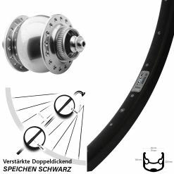 SON 28 Nabendynamo Centerlock Silbern Eloxiert Ryde Andra 30 Disc Vorderrad 28-29 Zoll