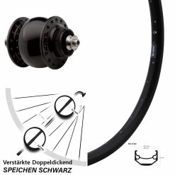 29 Zoll Nabendynamo Vorderrad SON 28 Disc Centerlock Schwarz Eloxiert Ryde Andra 40