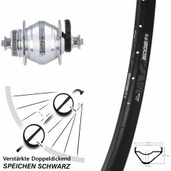 27,5 Zoll Vorderrad Mit Nabendynamo Ryde Edge M30 Shutter Precision PL-8 Silbern