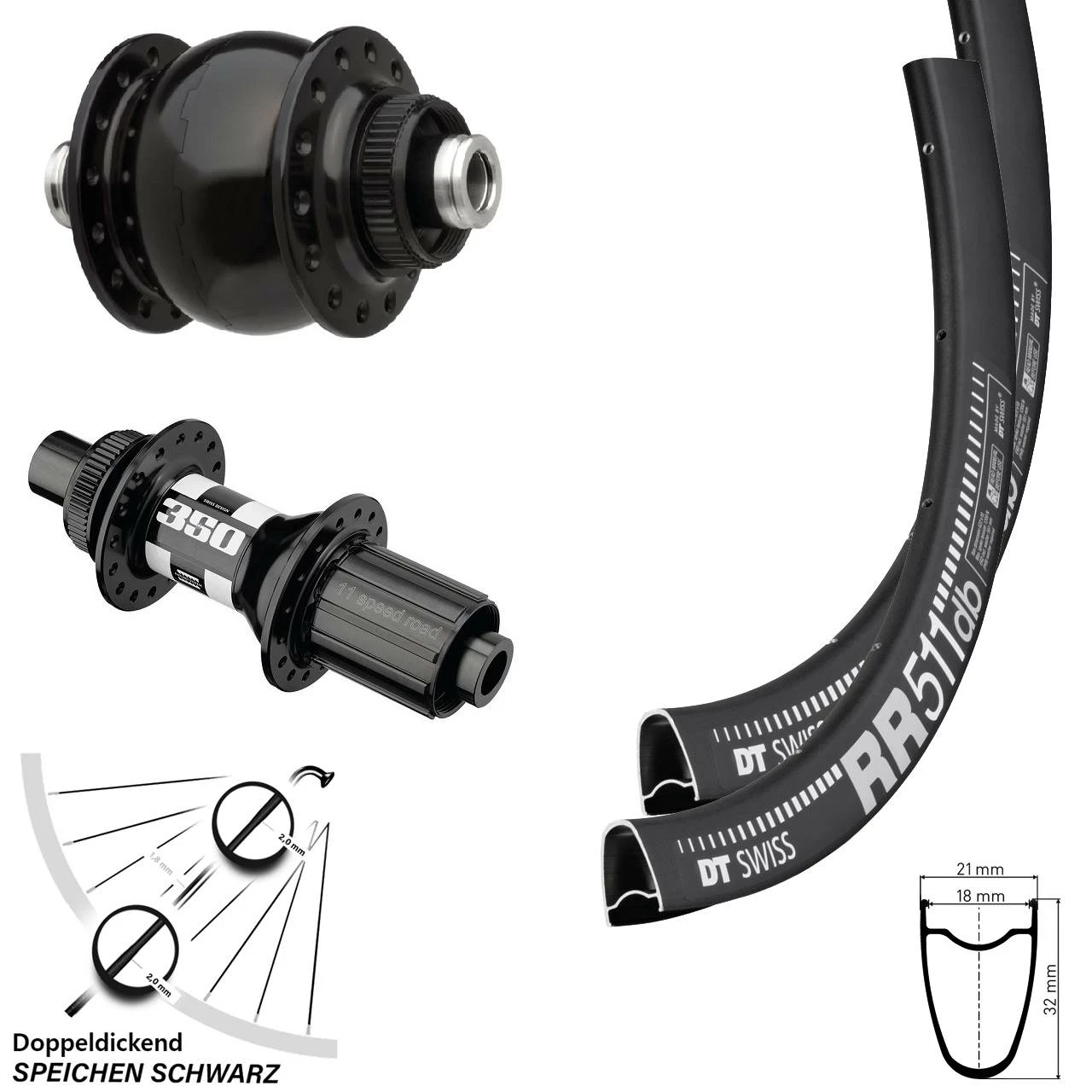 Dt-swiss 28 Zoll Laufrad-Satz DT Swiss 511-350 Mit SON Delux Dynamo Centerlock Für 12 Mm Steckachse