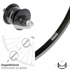 26 Zoll Vorderrad Ryde Andra 35 DH-3N72 Shimano Nabendynamo Schwarz
