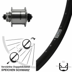 26 Zoll Vorderrad Nabendynamo Ryde Andra 30 Disc Shimano DH-UR700-3D Schwarz