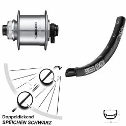 Shimano DH-UR708 Dynamo Silbern Steckachse Exal BE 21 Vorderrad 26 Zoll