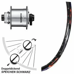 Dynamo Vorderrad 26 Zoll Shimano DH-UR708 Breite Felge DRC ZZYZX Disc