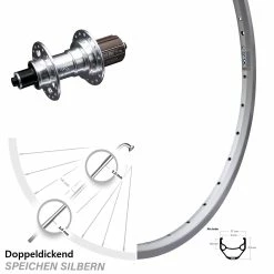 27,5 Zoll Hinterrad KX-T Nabe 135 Mm Silbern Eloxiert Ryde ZAC 421