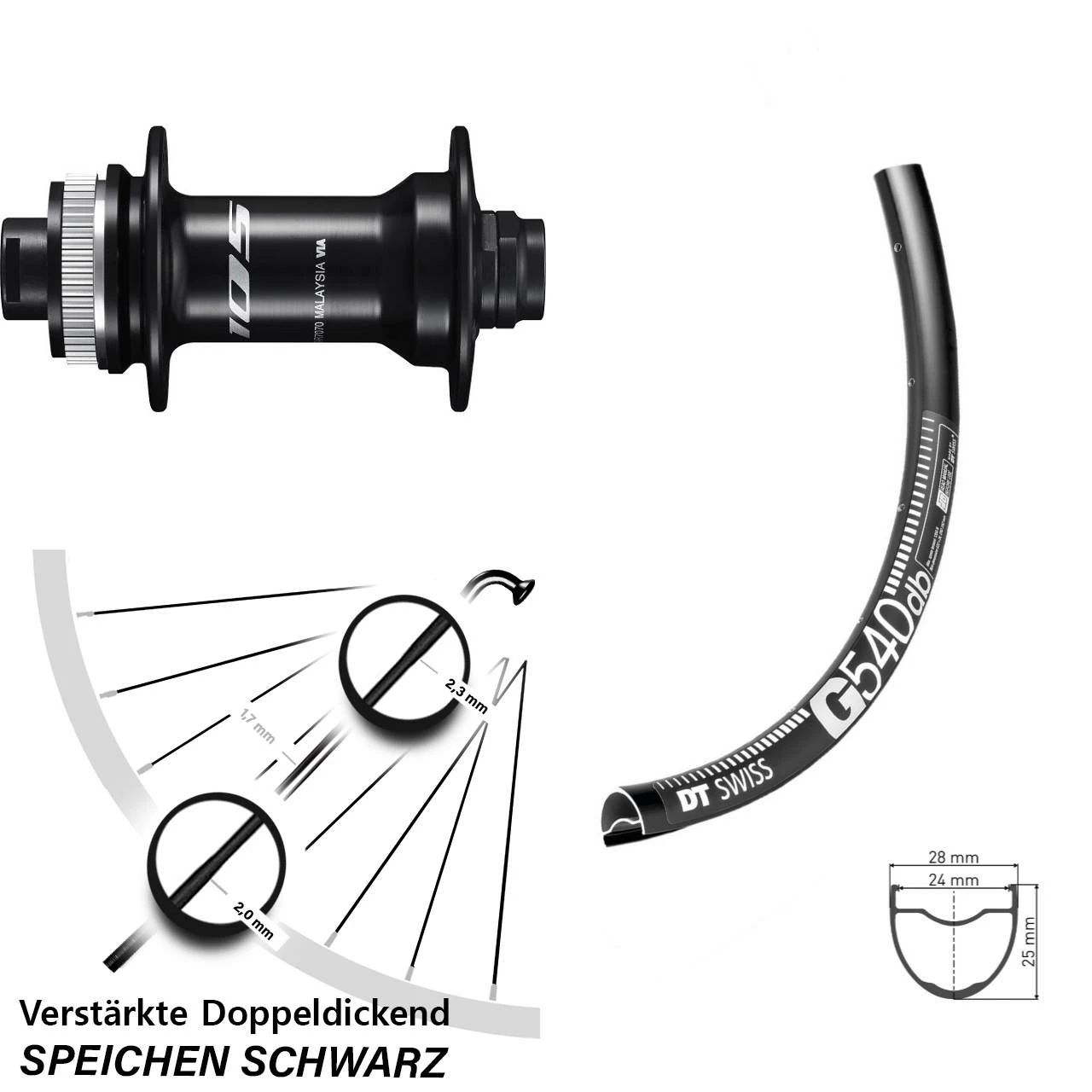 Dt-swiss DT Swiss G 540 Disc-Vorderrad 27,5 Zoll Mit Shimano 105 HB-R7070 Nabe Steckachse