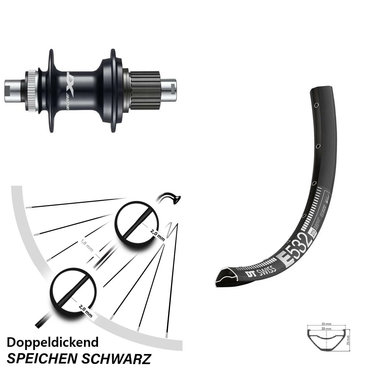 Dt-swiss 27,5 Zoll Laufrad DT Swiss E 532 Shimano Deore XT FH-M8110