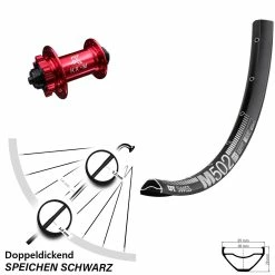 Dt-swiss 27,5 Zoll Vorderrad KX-M Nabe Rot-eloxiert 5x100 Mm DT Swiss M 502 Für 6-Loch