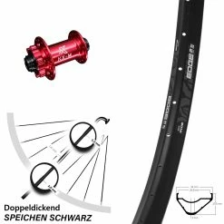 29 Zoll Vorderrad Ryde Edge M30 OS Mit KX-M Nabe Rot-eloxiert 15x100 Mm