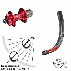Dt-swiss DT Swiss FR 560 Hinterrad 26 Zoll Nabe KX-M Rot 5x135 Mm 11-fach