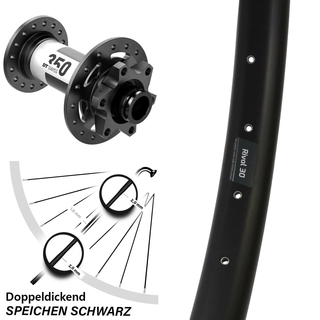 Ryde Rival 30 Disc MTB Vorderrad 29 Zoll Mit DT Swiss 350 Boost 15x110 Mm Nabe