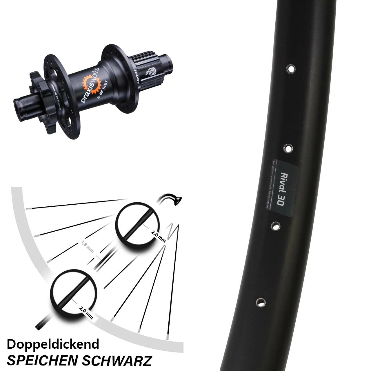27,5 Zoll Hinterrad Ryde Rival 30 Disc Mit DT Swiss 350 Nabe Microspline