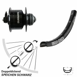 Dynamo Shimano DH3D72 Exal BE 21 Vorderrad 26 Zoll Schwarz