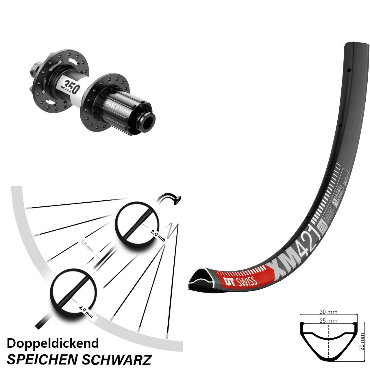Dt-swiss 29 Zoll Laufrad DT Swiss XM 421-350 12/142 Mm 6-Loch
