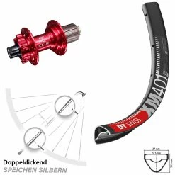 Dt-swiss Leichtes 29 Zoll Hinterrad DT Swiss XM 401 Mit Rot Eloxierter KX-M Nabe 12x142 Mm 11-fach