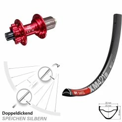 Dt-swiss DT Swiss XM 421 Disc-Hinterrad 29 Zoll Mit KX-M Rot Steckachse 12x142 Mm 11-fach