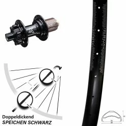 Breites 27,5 Zoll Hinterrad Exal BE34+ Mit KX-M Nabe Schwarz Steckachse 12x142 Mm 11-fach