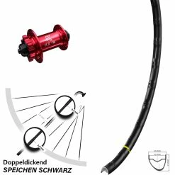 Gravel Vorderrad Mavic A 1022 Nabe Rot Eloxiert 5x100 Mm 6-loch